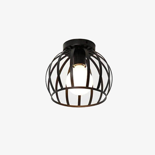 Plafonnier ou applique LED cage ronde noire (plusieurs formes)