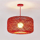 Suspension en rotin LED avec abat-jour arrondi coloré