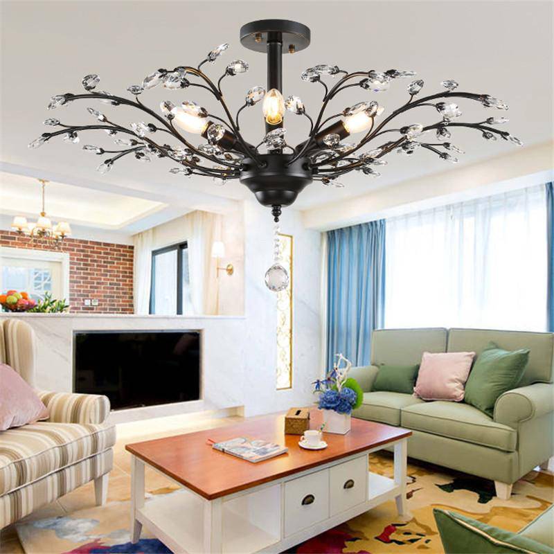 Lustre en cristal et verre branches d'arbre Vintage (noir ou doré) - vue 7 sur 9