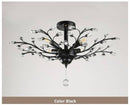 Lustre en cristal et verre branches d'arbre Vintage (noir ou doré)