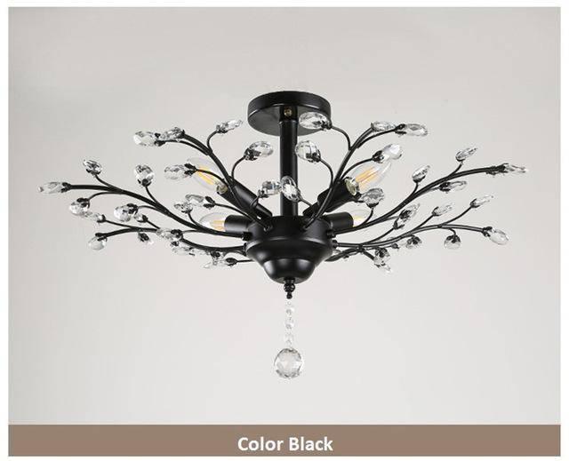 Lustre en cristal et verre branches d'arbre Vintage (noir ou doré) - vue 5 sur 9