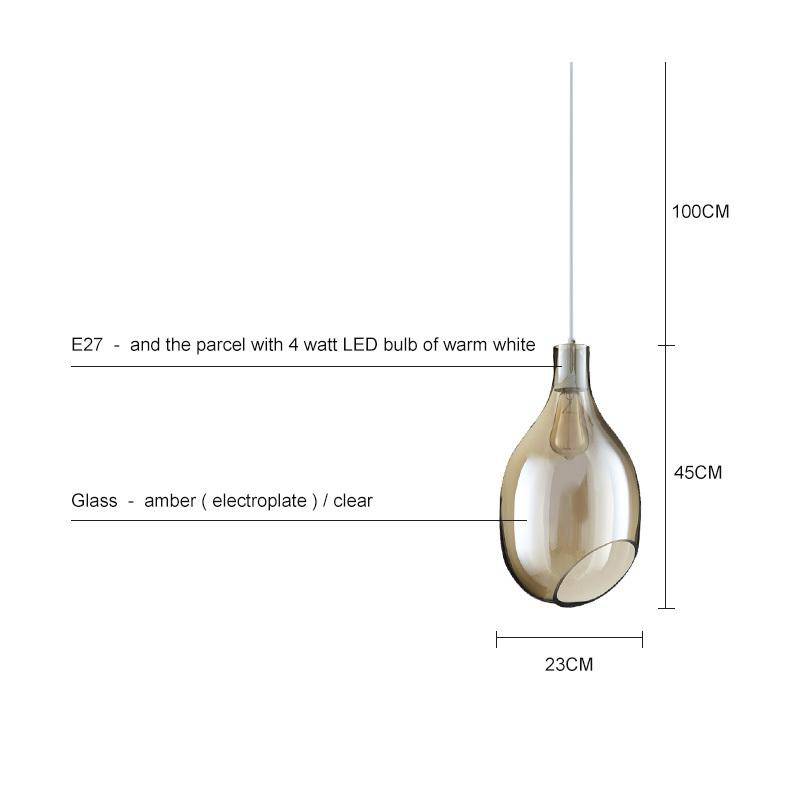 Suspension design en verre ovale ouvert - vue 4 sur 4