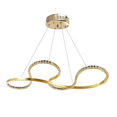 Lustre design arrondi à LED doré et cristal - vue 4 sur 3