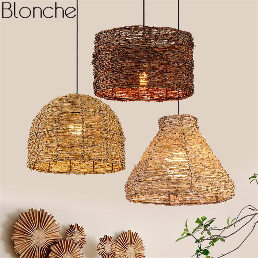 Suspension en rotin LED avec abat-jour de différentes formes Decor - vue 3 sur 7