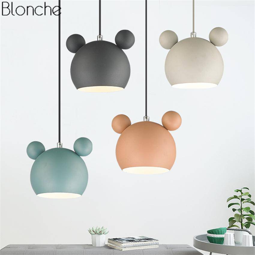 Suspension design à LED en forme de Mickey Mouse coloré - vue 3 sur 11