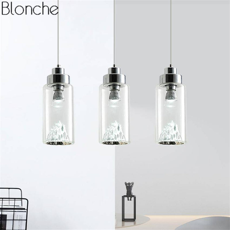 Suspension design à LED en verre Iceberg (or ou argent)