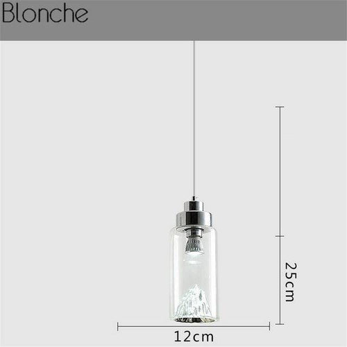 Suspension design à LED en verre Iceberg (or ou argent)