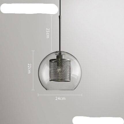 Suspension design LED avec abat-jour industriel et boule en verre Loft