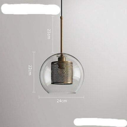 Suspension design LED avec abat-jour industriel et boule en verre Loft