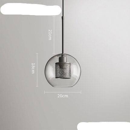 Suspension design LED avec abat-jour industriel et boule en verre Loft