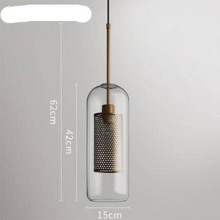 Suspension design LED avec abat-jour industriel et boule en verre Loft