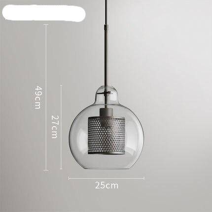 Suspension design LED avec abat-jour industriel et boule en verre Loft