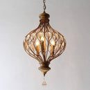 Suspension rétro LED en verre cristal et cuivre vintage
