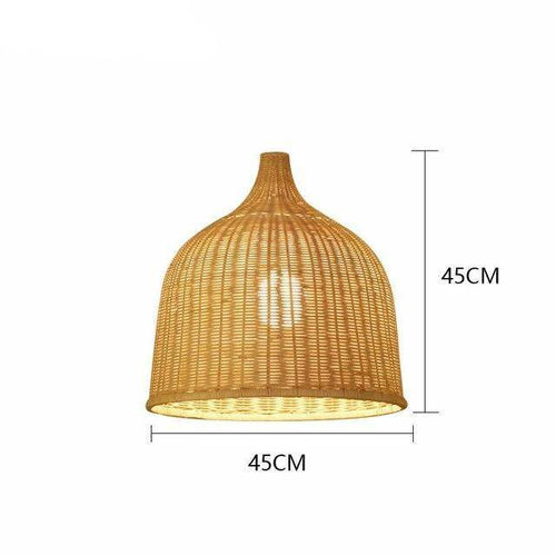 Suspension en rotin LED avec abat-jour en cloche colorée - vue 7 sur 8
