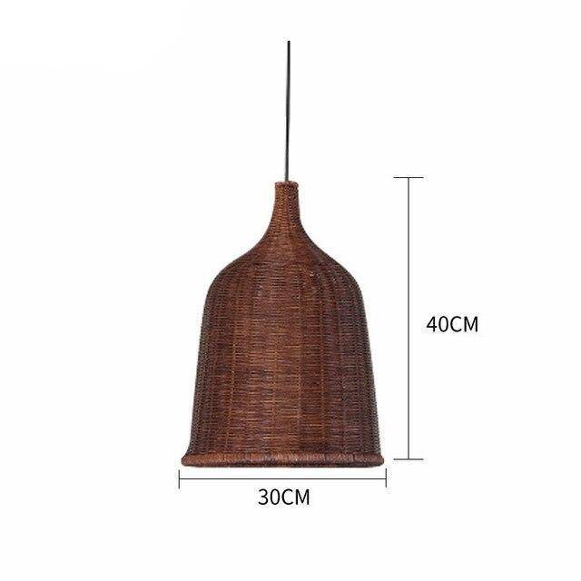 Suspension en rotin LED avec abat-jour en cloche colorée - vue 5 sur 8