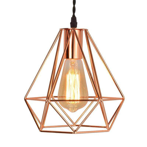 Suspension cage diamant vintage rose ou noir - vue 8 sur 7