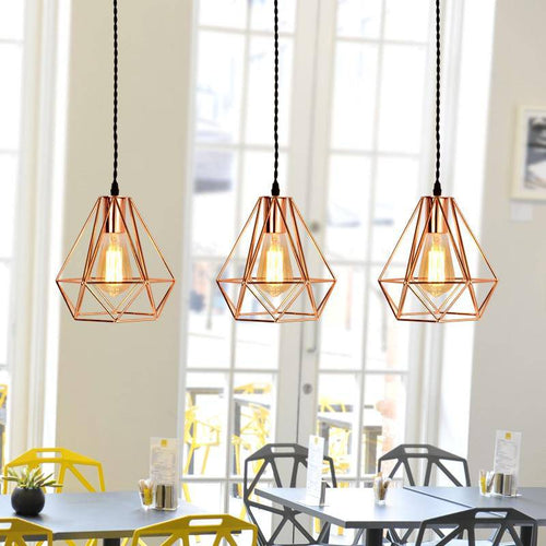 Suspension cage diamant vintage rose ou noir - vue 5 sur 7