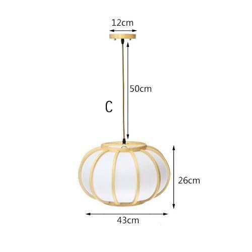 Suspension design en bambou LED avec abat-jour arrondi style japonais - vue 5 sur 5