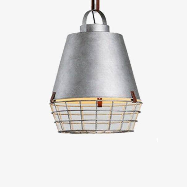 Suspension industrielle à LED avec abat-jour cage grise