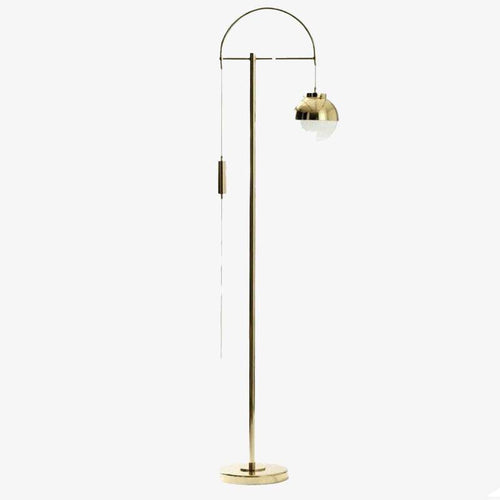 Lampadaire design LED en métal doré avec boule en verre Luxury
