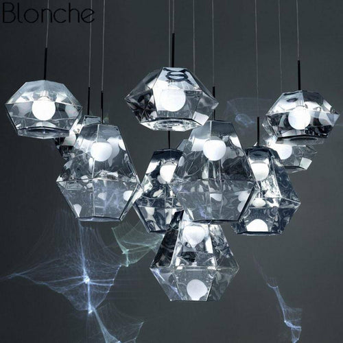 Suspension LED design géométrique en verre Diamond - vue 4 sur 10