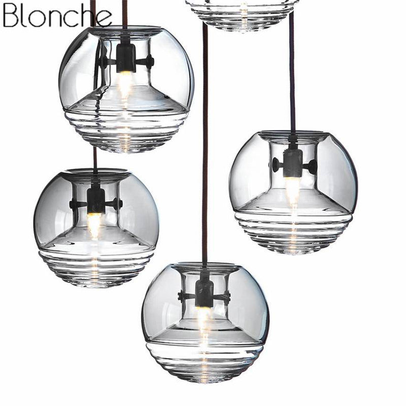 Suspension design boule en verre fumé Flask