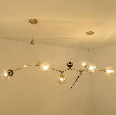 Lustre design à LED moderne doré et noir avec boules en verre et pics - vue 6 sur 12
