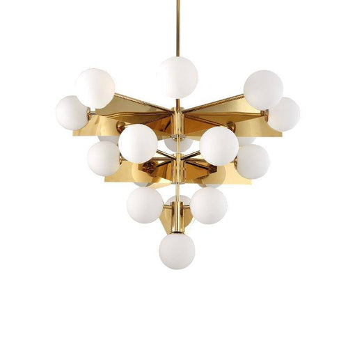 Lustre design à LED doré avec boules en verre - vue 3 sur 5