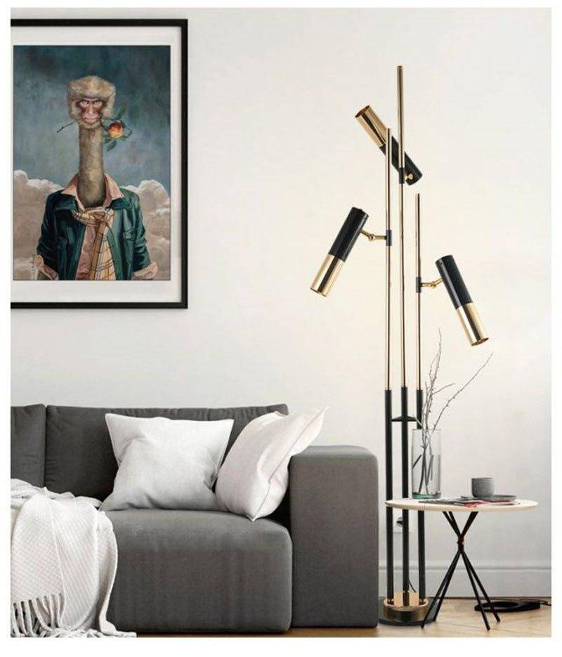 Lampadaire design LED tripes pied et lampes dirigeables Floor - vue 6 sur 6