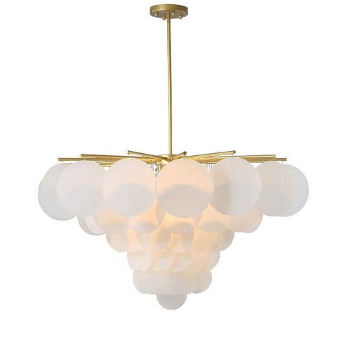 Lustre design avec branches dorées et boules en verre - vue 4 sur 7