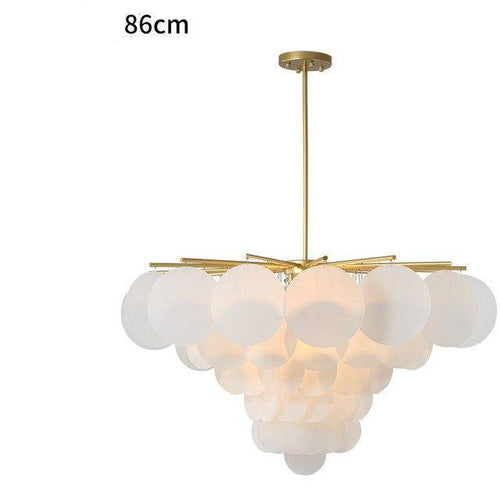 Lustre design avec branches dorées et boules en verre - vue 8 sur 7