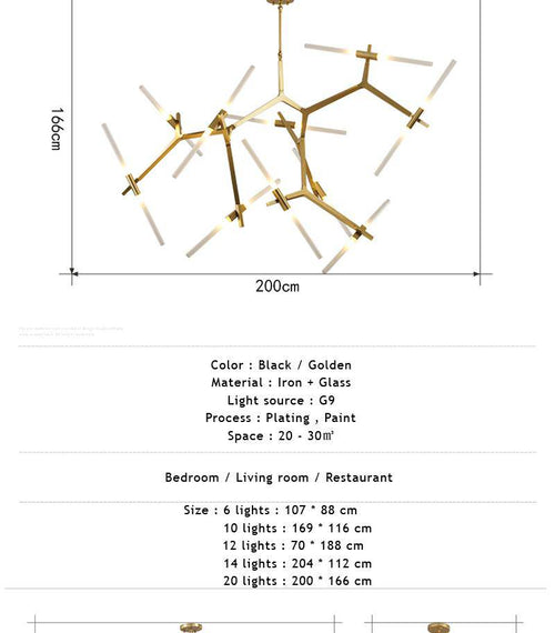 Lustre design scandinave avec plusieurs branches en tube - vue 14 sur 14