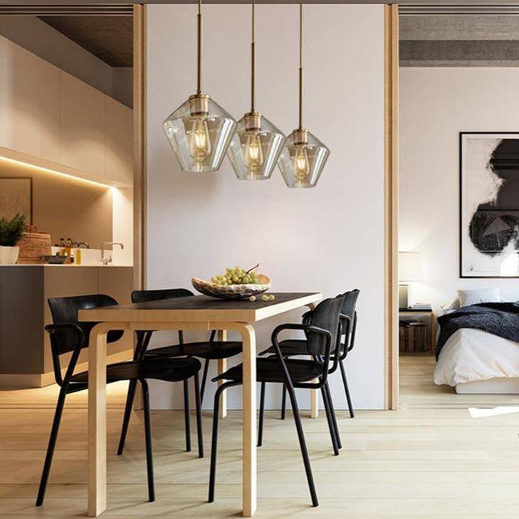 Suspension design à LED en métal et verre de plusieurs formes