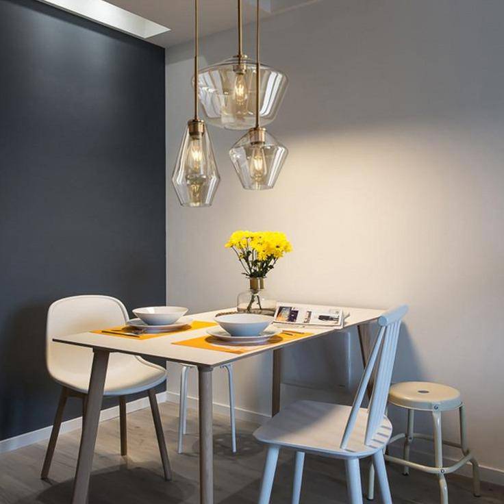 Suspension design à LED en métal et verre de plusieurs formes