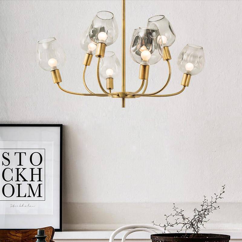 Lustre design doré et verre fumé Modern - vue 2 sur 12