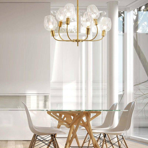 Lustre design doré et verre fumé Modern - vue 9 sur 12
