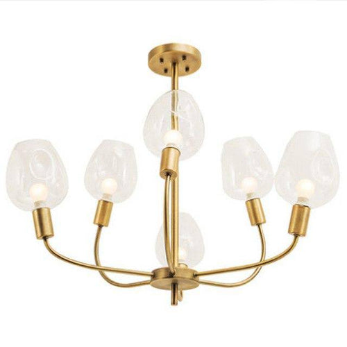 Lustre design doré et verre fumé Modern - vue 8 sur 12