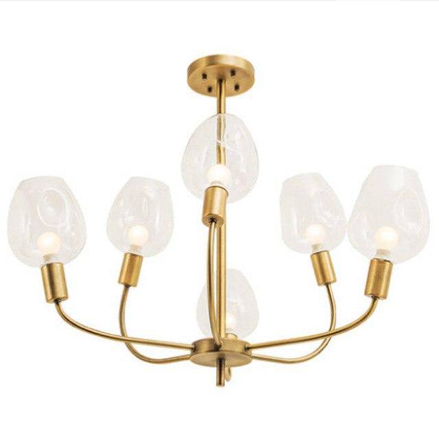 Lustre design doré et verre fumé Modern - vue 7 sur 12