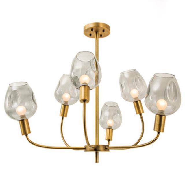Lustre design doré et verre fumé Modern