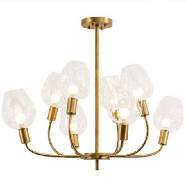 Lustre design doré et verre fumé Modern - vue 5 sur 12
