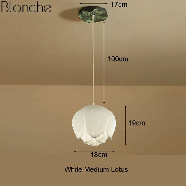 Suspension LED style chinois avec fleurs Lotus - vue 6 sur 18