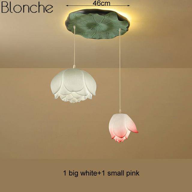 Suspension LED style chinois avec fleurs Lotus - vue 14 sur 18