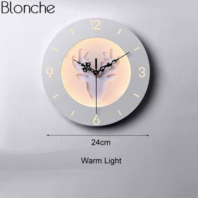 Applique murale LED corne de cerf et horloge