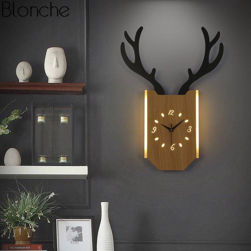 Applique murale LED corne de cerf et horloge - vue 14 sur 14