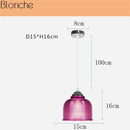 Suspension LED en verre design avec intérieur coloré