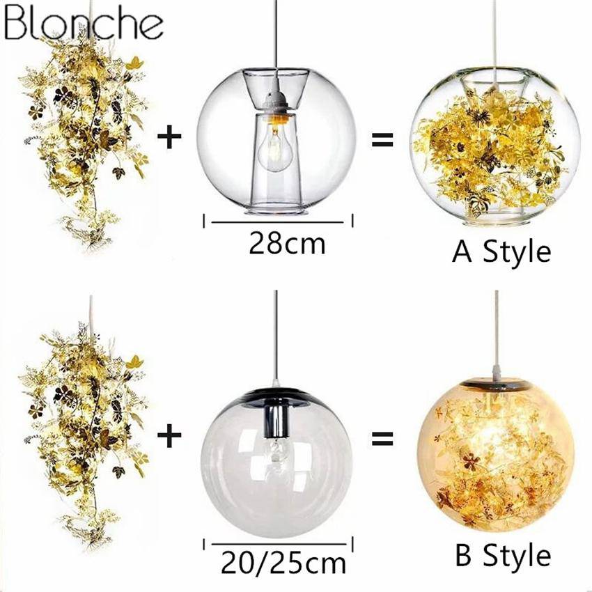 Lampe à poser boule en verre avec feuilles - vue 10 sur 10