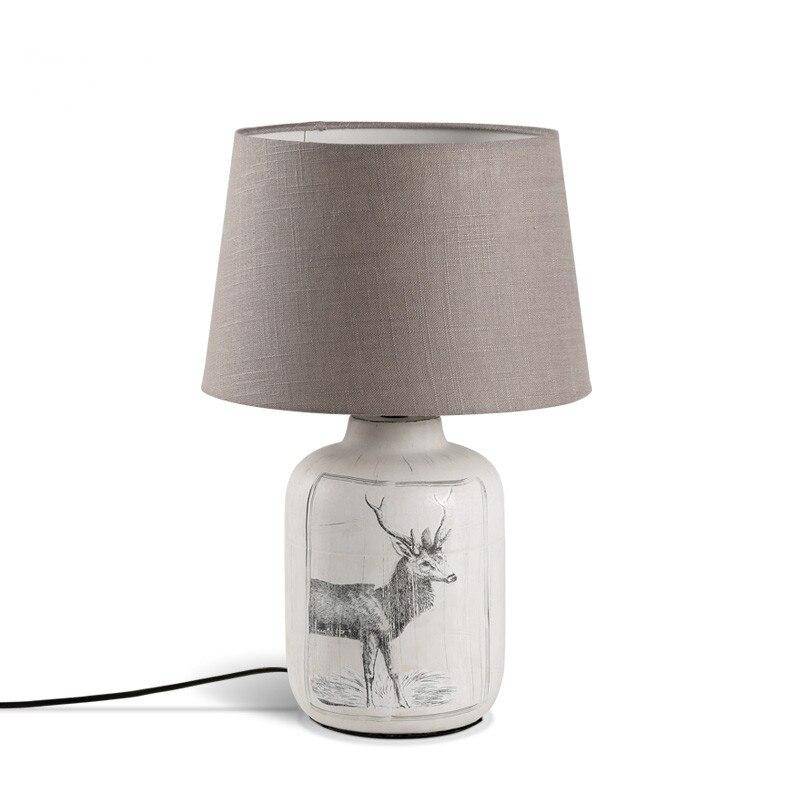 Lampe de chevet avec abat-jour en tissu et dessin cerf - vue 5 sur 7