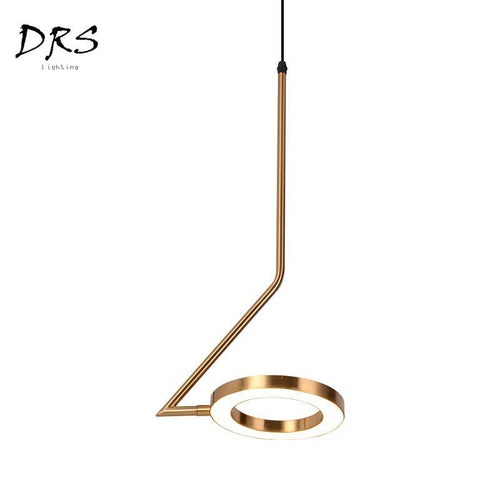Suspension design doré à LED avec lampe ronde - vue 9 sur 9