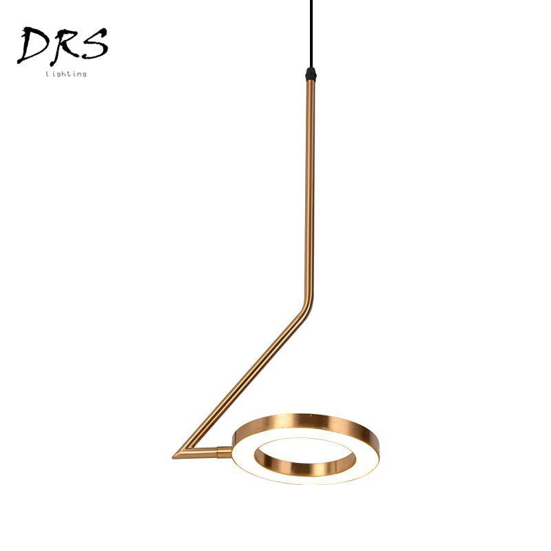 Suspension design doré à LED avec lampe ronde - vue 9 sur 9