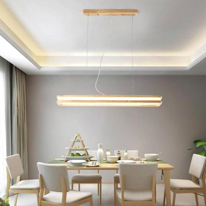 Suspension moderne à LED allongée en bois Loft